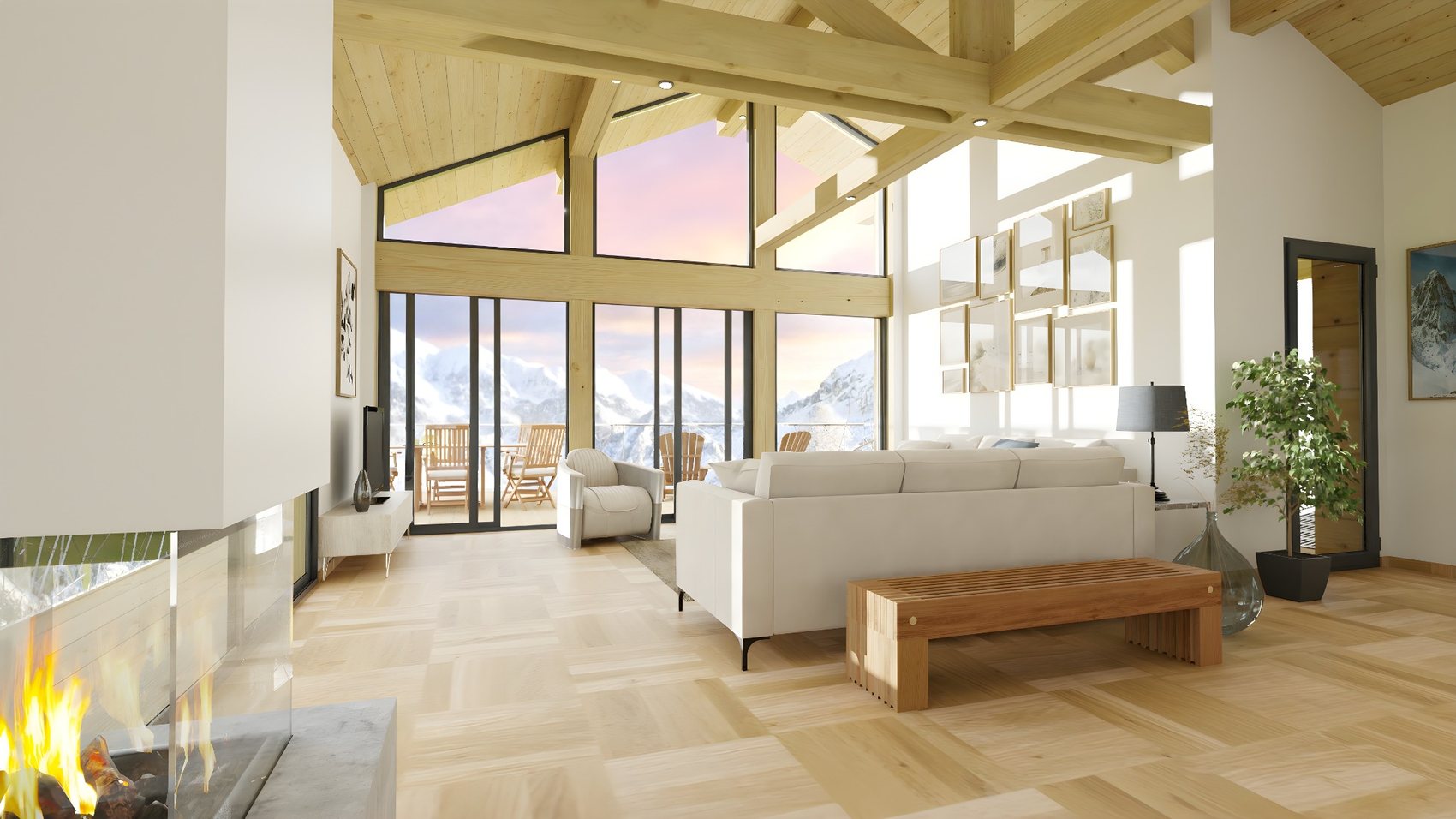 Séjour intérieur chalet
