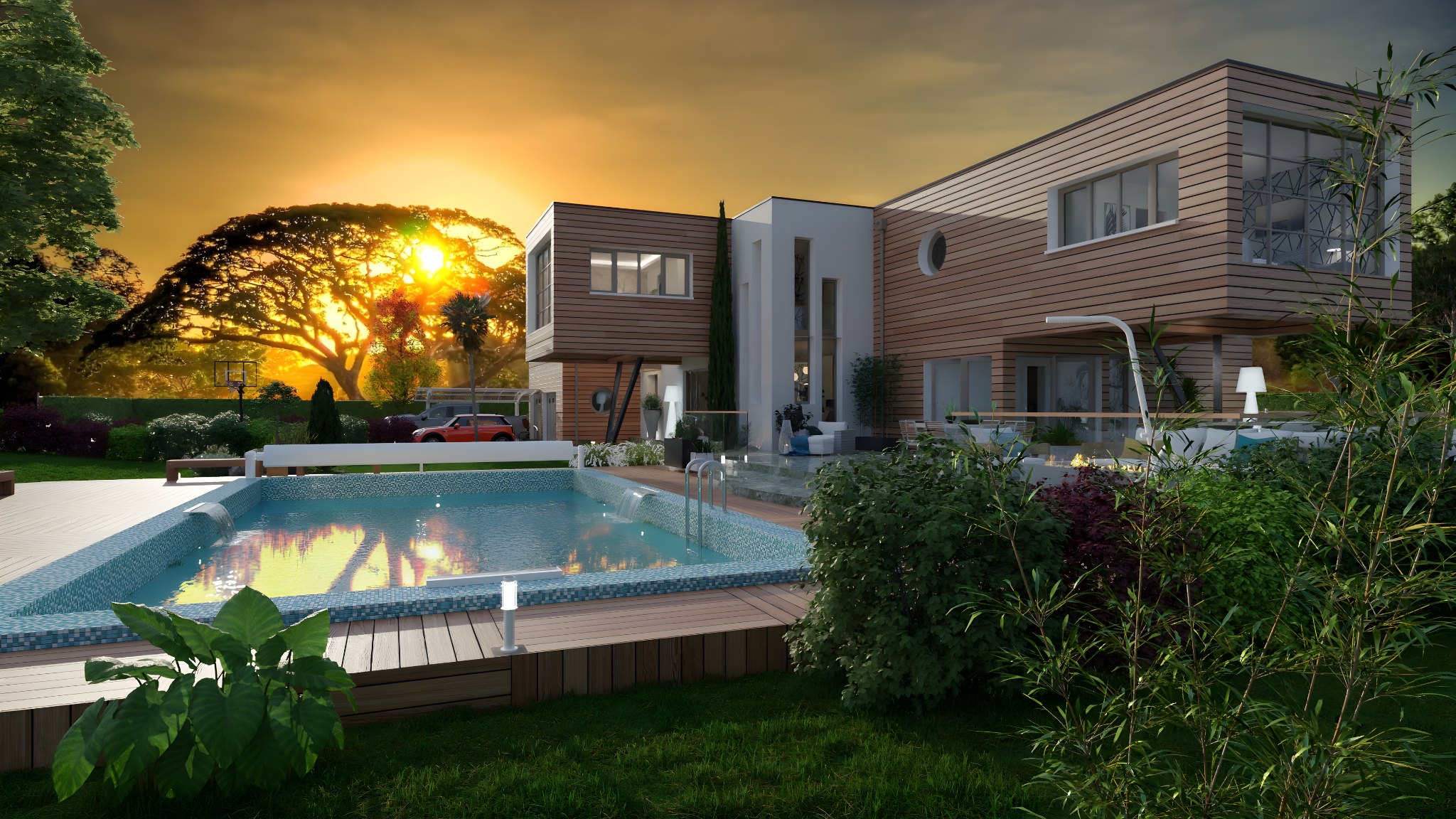 Maison contemporaine avec piscine